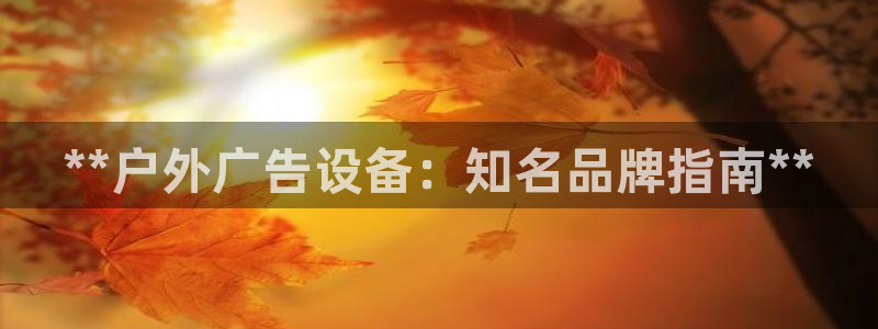 杏宇平台注册地址：**户外广告设备：知名品牌指南**